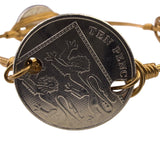 1983 Handmade Womens Silver & Gold-Tone Coin Bracelet Adjustable UK 10p Coins