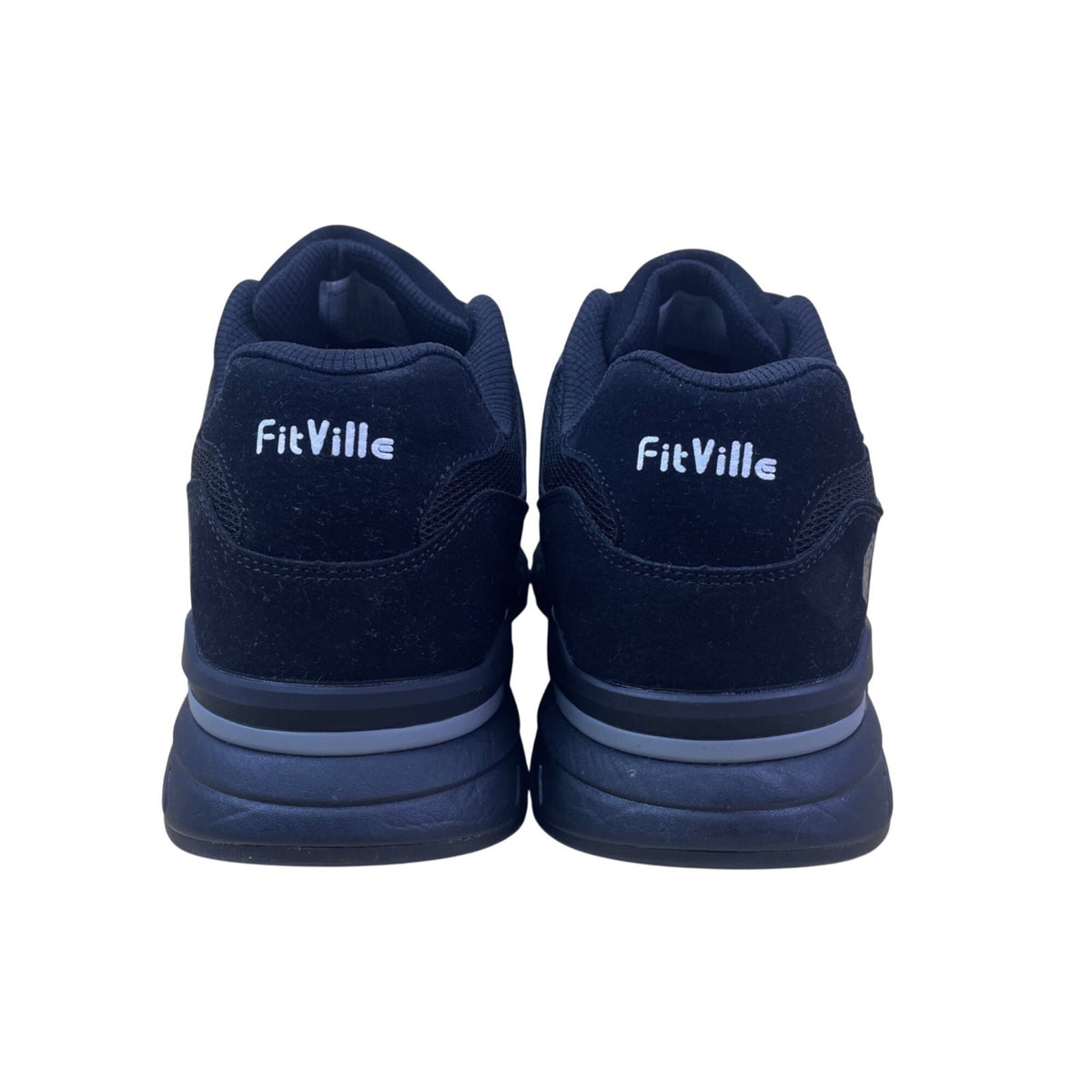 FitVille Men’s Black Mesh & Suede Comfort Wide Rebound Core Sneakers Size 13EEW