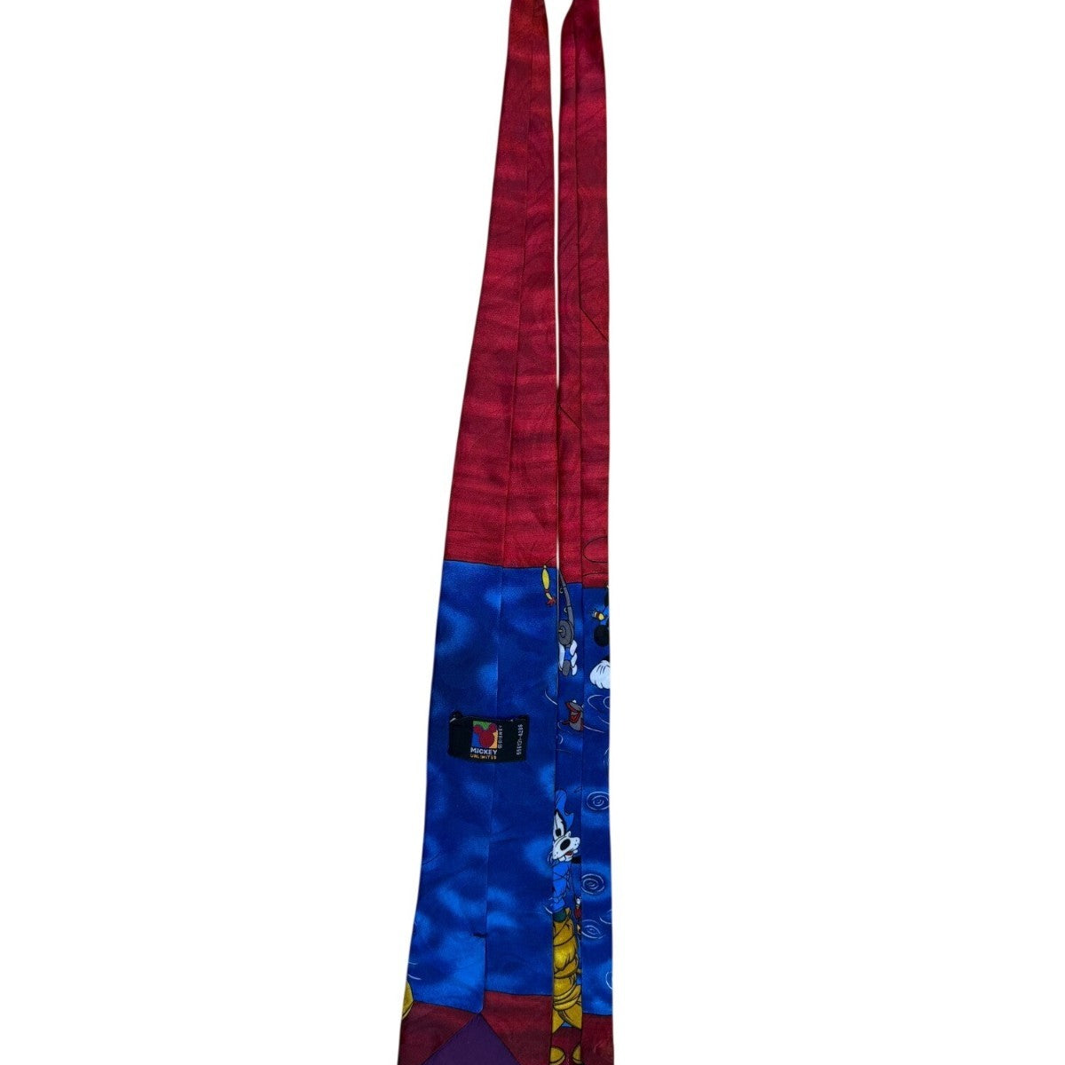 Disney Mickey Red & Blue Neck Tie Cartoon Theme Microfiber Fishing Motif