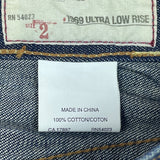 1969 Authentic Blue Denim Women Ultra Low Rise  Boot Cut Jeans Sz 2