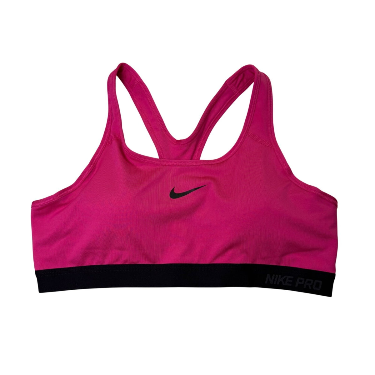 Nike Womens Pink Sports Bra Dri-Fit Medium Support With Black Trim Sz XL