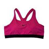 Nike Womens Pink Sports Bra Dri-Fit Medium Support With Black Trim Sz XL