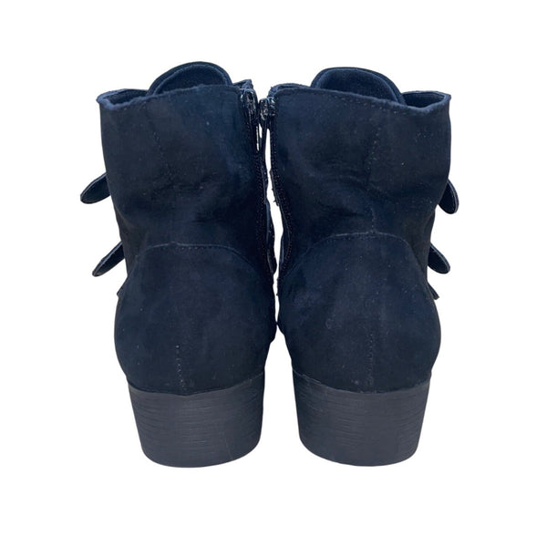Ana Women’s Black Faux Suede Buckle Strap Memory Foam Ankle Booties Size 10M