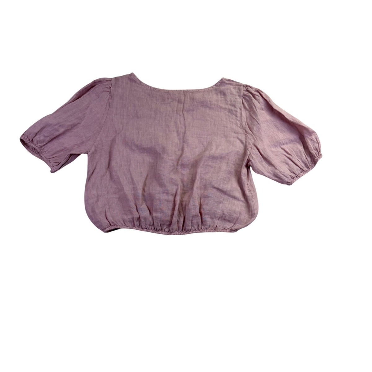 Bellacabrì Women’s Purple Linen Puff Sleeve Elastic Hem Top Size M