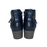 White Mt. Women’s Black Man-Made With Side Buckle Detail Ankle Boots Size 9.5M