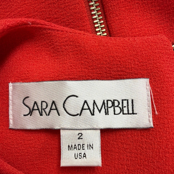Sara Campbell Womens Red Polyester 3/4 Bell Sleeve Shift Dress Size 2