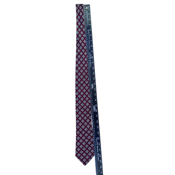 Nordstrom Mens Burgundy 100% Silk Tie With Diamond Pattern