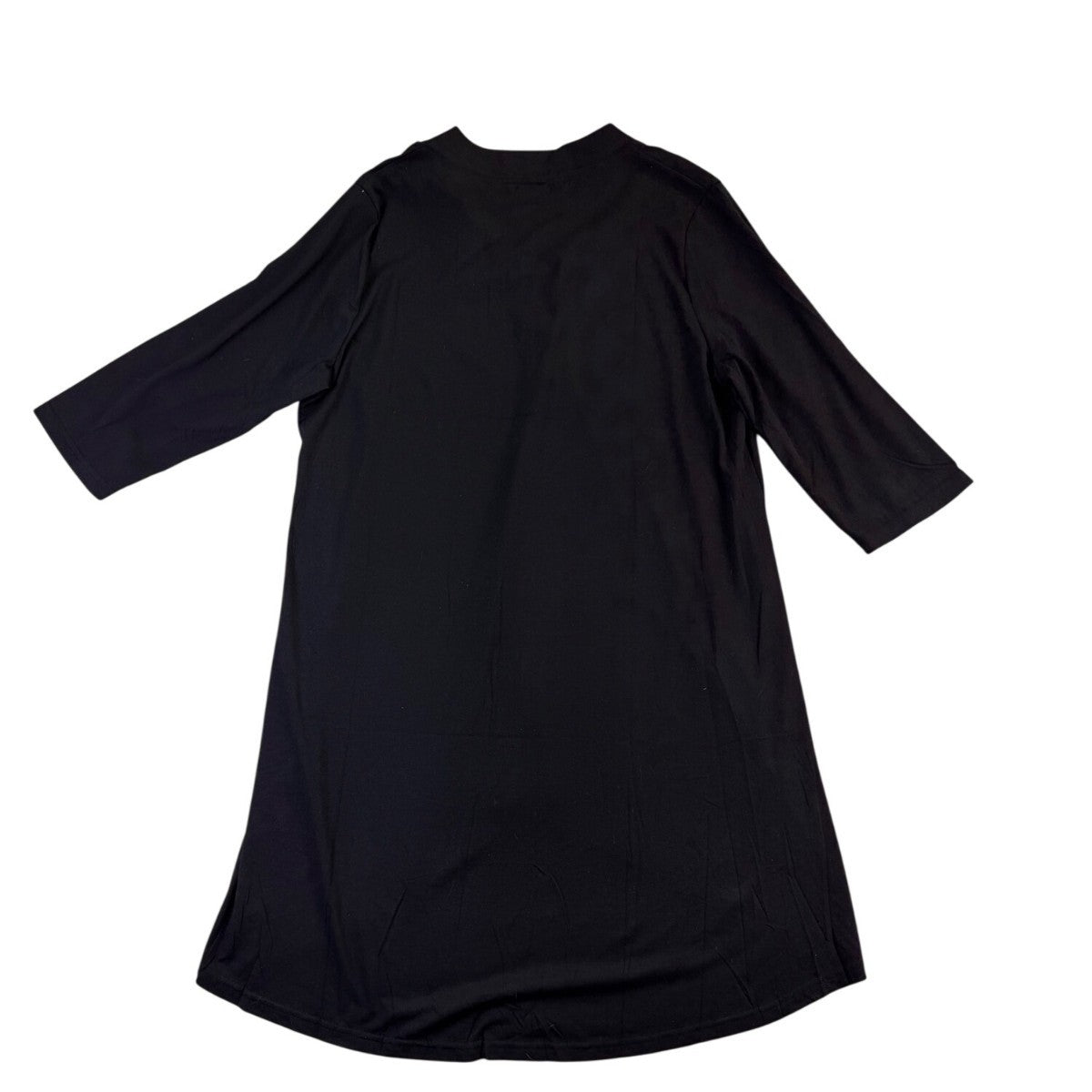 Naggoo Womens Black Stretch Midi Tunic Dress V-Neck Three-Quarter Sleeve Sz XL