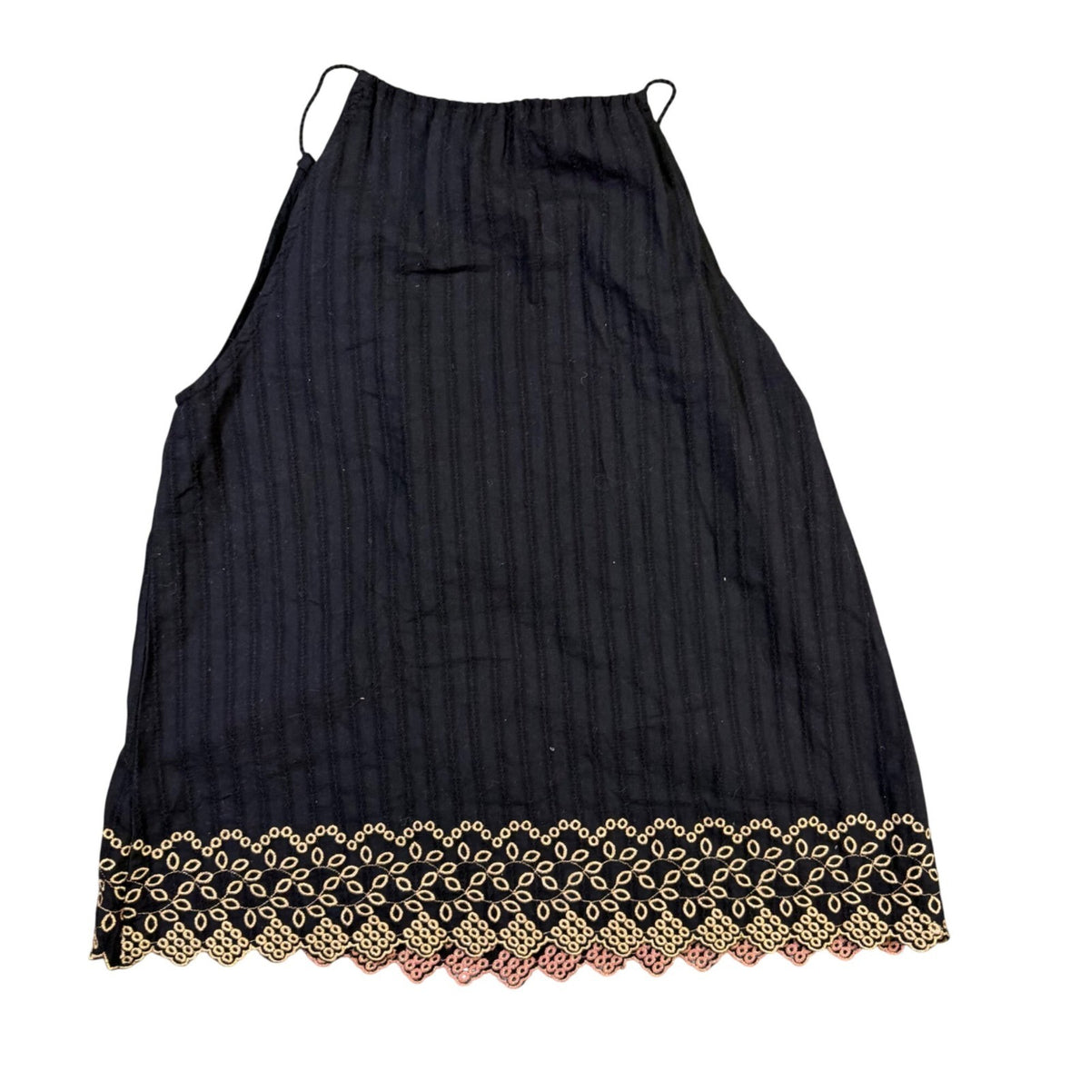 Love Stitch Womens Black Embroidered Sleeveless Halter Tank Top Size M