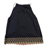 Love Stitch Womens Black Embroidered Sleeveless Halter Tank Top Size M