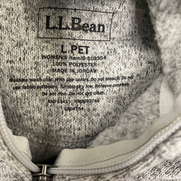 L.L. Bean Gray Zip-Up Hooded Sweater Jacket With Side Pockets Sz LP - New