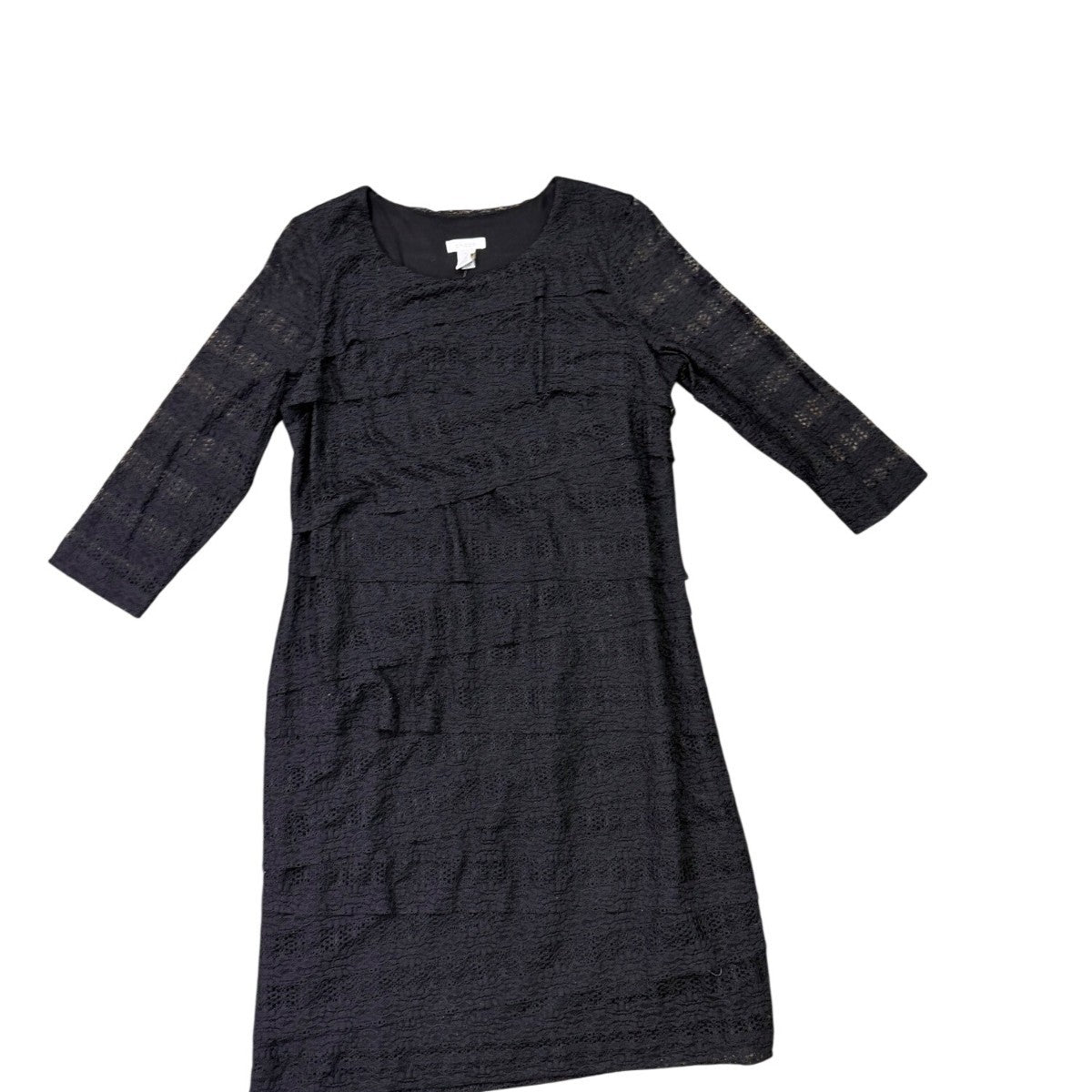 Chicos Womens Black Lace Dress Lined Elegant 3/4 Sleeve Size 2