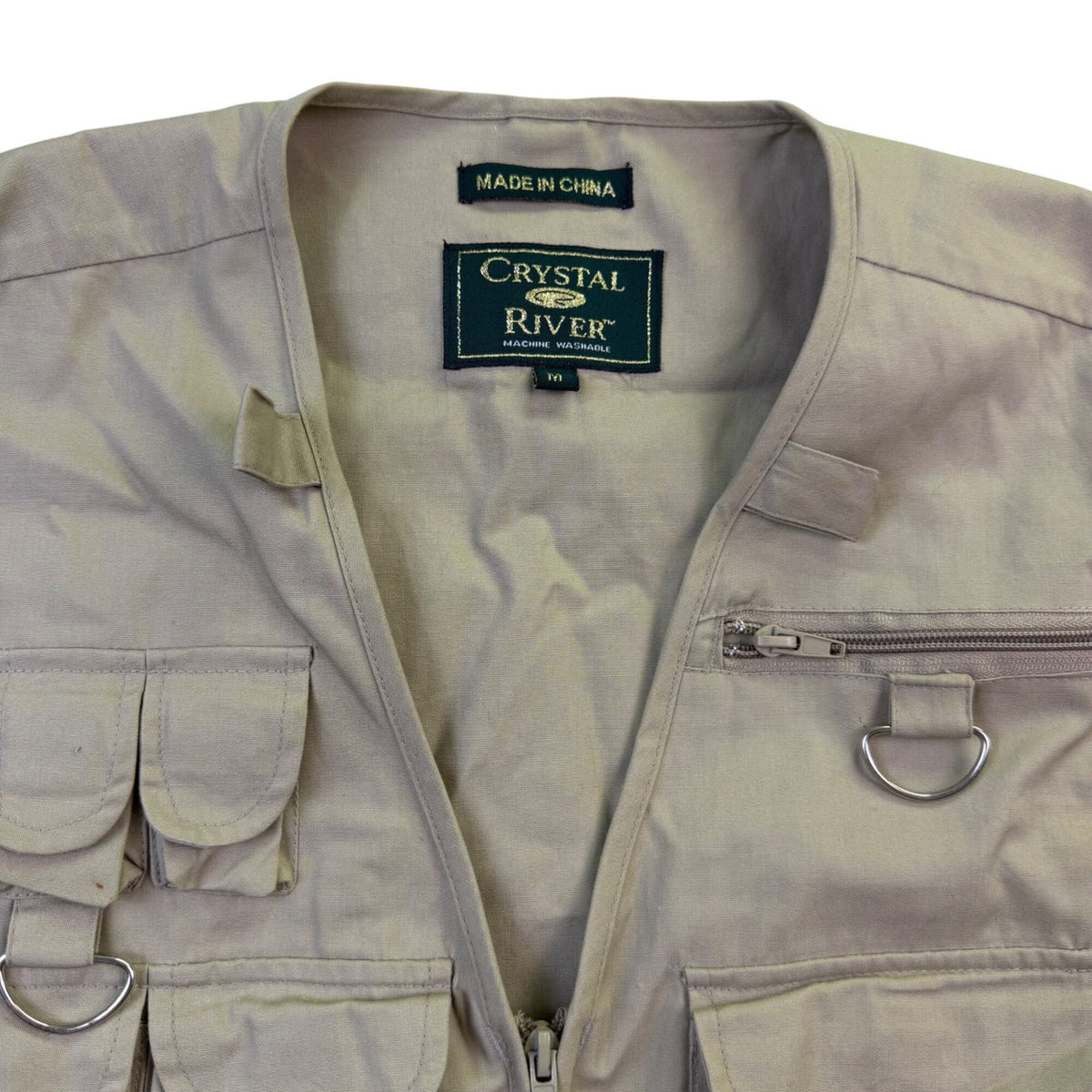 Crystal River Mens Beige Utility Fishing Vest Multi-Pocket Durable Design Sz M