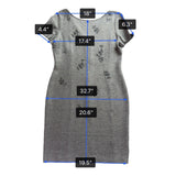 St. John Women’s Silver Sheath Metallic Dress Embroidered Short Sleeve Sz 12
