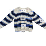 Free People Womens Ivory & Navy Cable Knit Crew Neck Sweater Striped Size S