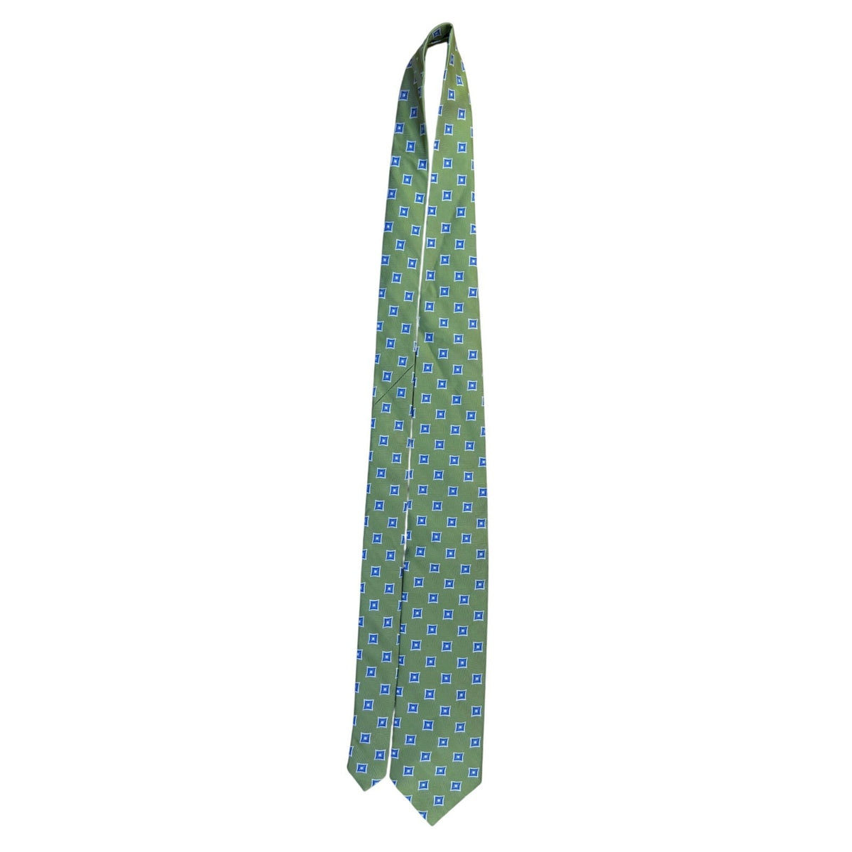 Jos. A. Bank Mens Green & Blue 100% Silk Geometric Pattern Tie