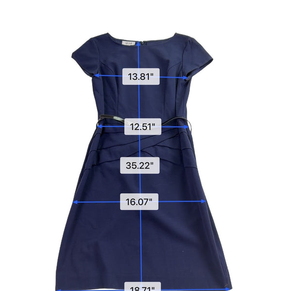 Jones Studio Womens Navy Dress With Belt Modest Yet Stylish Look Size 4