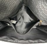 Elizabeth Grant Black Crossbody Purse Python Print Gold Chain Strap Sz S - New