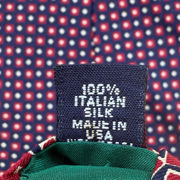 Tommy Hilfiger Mens Blue & Red Diamond Pattern Decorative Neck Tie