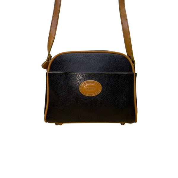 Vintage 80's 90's Esprit Women’s Black & Brown Faux LeatherCrossbody Bag