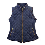 Love Tree Womens Navy Quilted Sleeveless Zip-Up Vest Size S