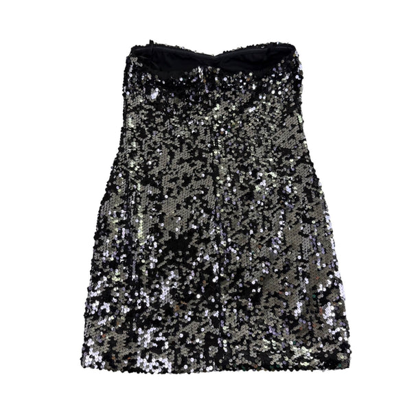 As U Wish Womens Black Sequin Strapless Mini Dress Size M