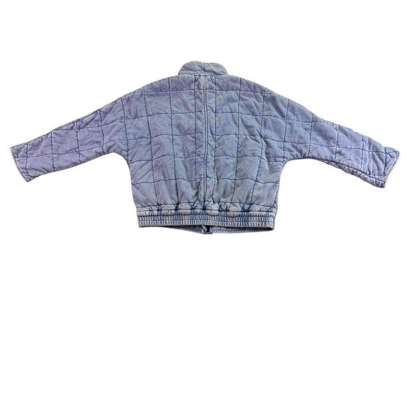 Free People Womens Blue Quilted Cotton Jacket Zip Front Lightweight Casual Sz S