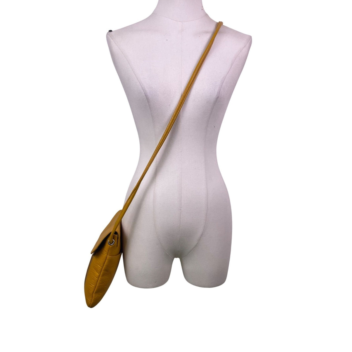 Tignanello Women’s Yellow Leather With Front Zip Pocket Crossbody Bag