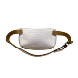 Michael Kors Women’s White Pink Signature Monogram three Stripe Belt Bag S/M