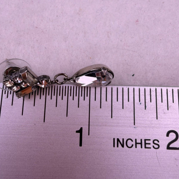 Vintage Rhinestone Womens Silver-Tone Drop Earrings Long Elegant Design