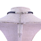 Silver Plated Choker Necklace With Hammered Pendant & Turquoise Colored Stone