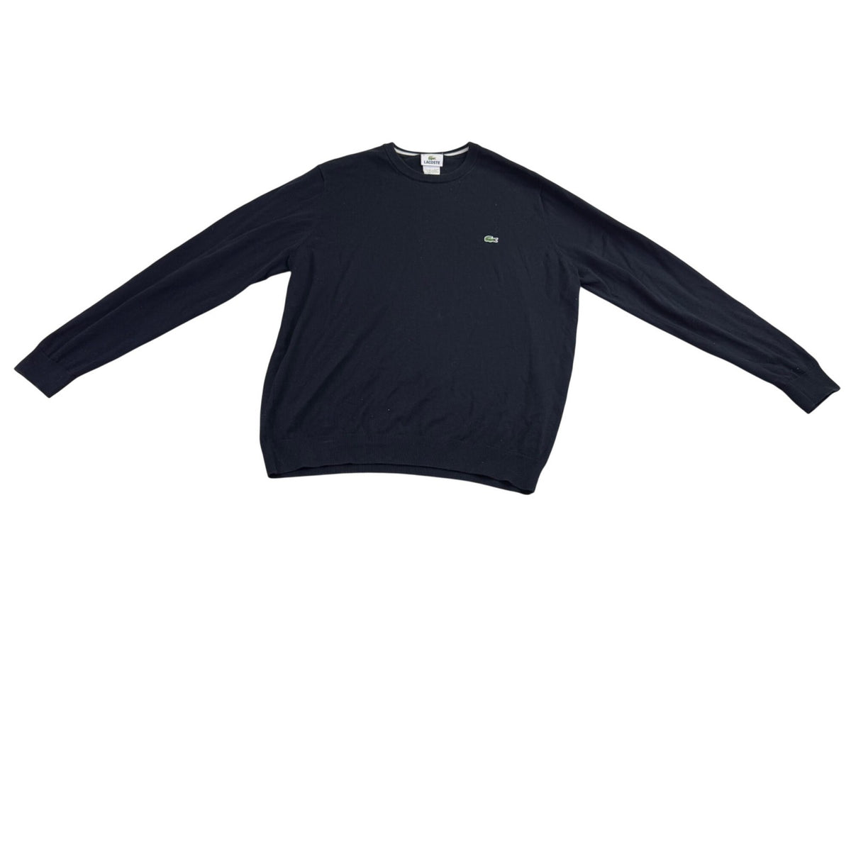 Lacoste Mens Black Cotton Crewneck Sweater Classic Fit Pullover Size 6 