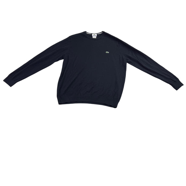 Lacoste Mens Black Cotton Crewneck Sweater Classic Fit Pullover Size 6 