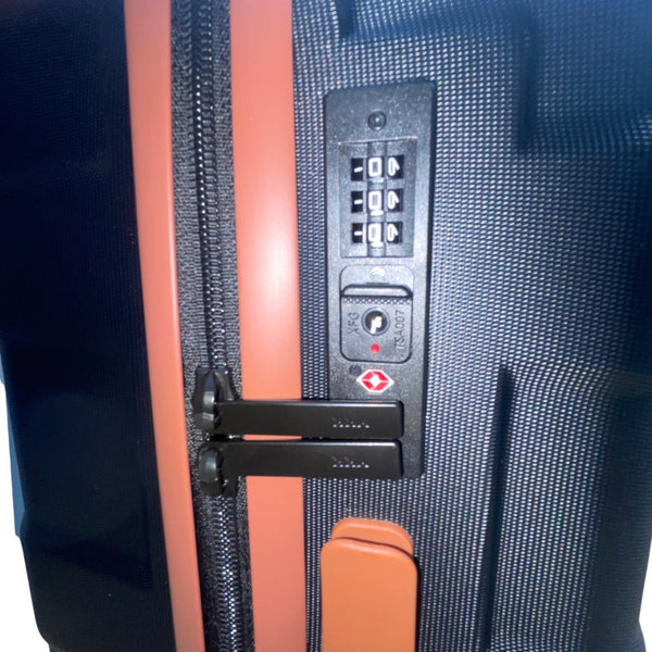 Tilymol Black & Orange Telescopic Handle TSA Lock Hard-Shell Spinner Luggage