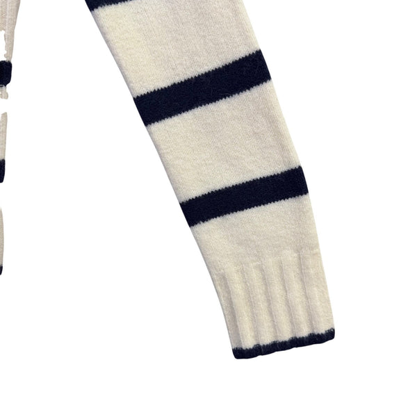J.Crew Womens Ivory & Navy Merino Striped Turtleneck Sweater Warm Knit Sz XS