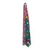 Looney Tunes Mens Green Christmas Holiday Neck Tie Tweety & Sylvester Print