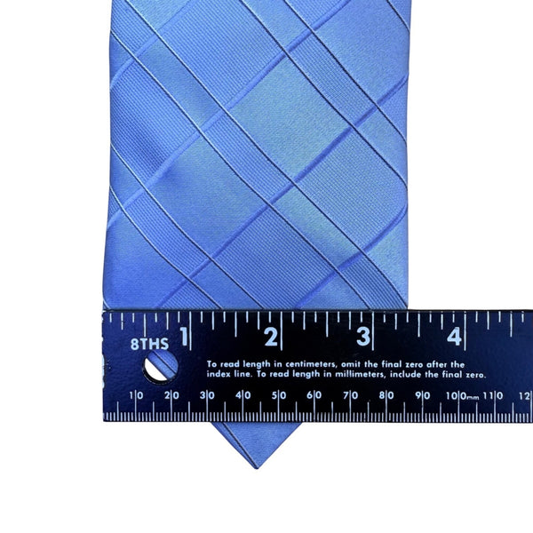 DKNY Mens Blue 100% Silk Plaid Neck Tie Made In USA Elegant Business Accessory