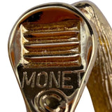 Monet Womens Gold Tone Rhinestone Clip-On Earrings Vintage Jewelry