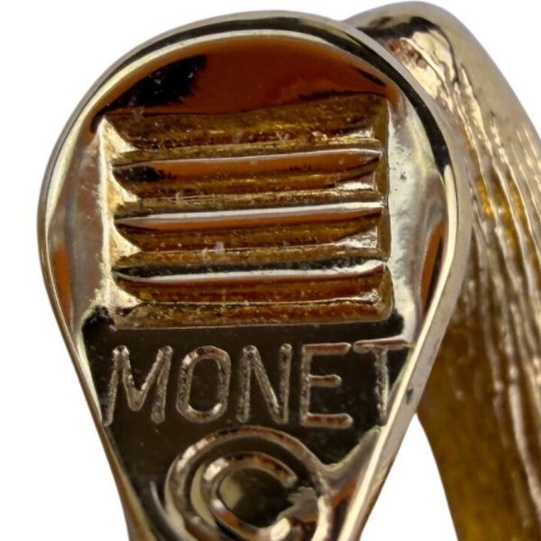 Monet Womens Gold Tone Rhinestone Clip-On Earrings Vintage Jewelry