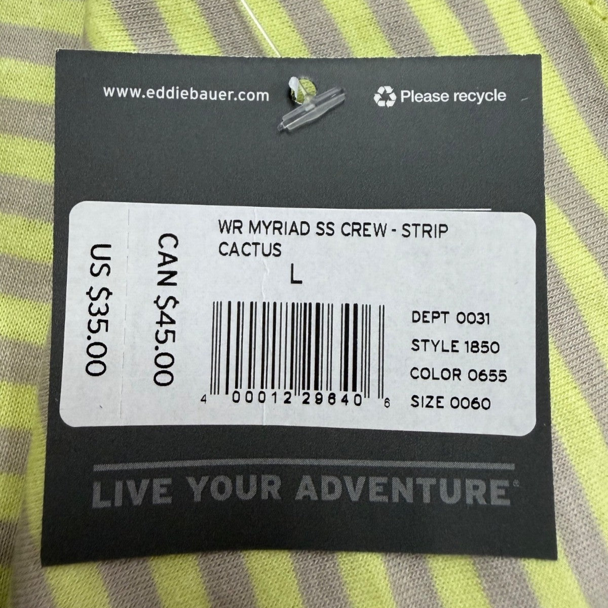 Eddie Bauer Womens Yellow & Gray Cotton Striped Short Sleeve T-Shirt Size L