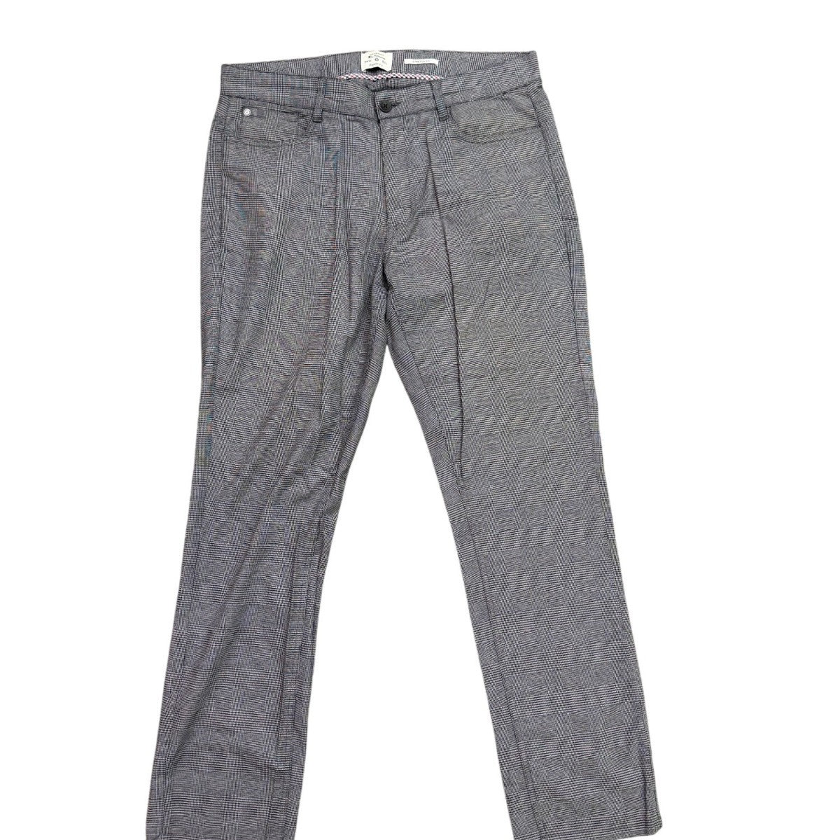 Ben Sherman Mens Gray Stretch Cotton Pants Plaid Regular Fit Size 34W X 32L