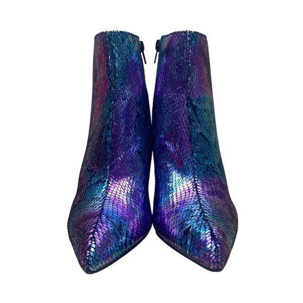 Betsey Johnson Women’s Purple Faux Snakeskin Albaa Ankle Heeled Booties Size 8M