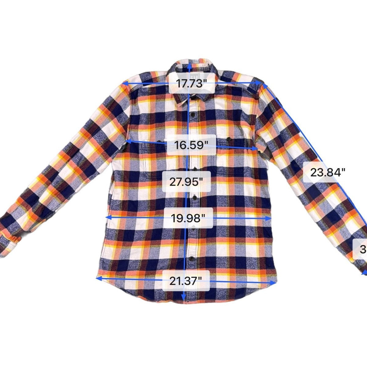 Gap Mens Multicolor Cotton Plaid Button-Front Flannel Shirt Long Sleeve Size M