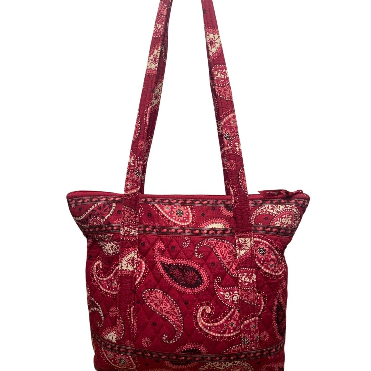Vera Bradley Women’s Red Cotton Paisley Tote Bag With Matching Accessory Set
