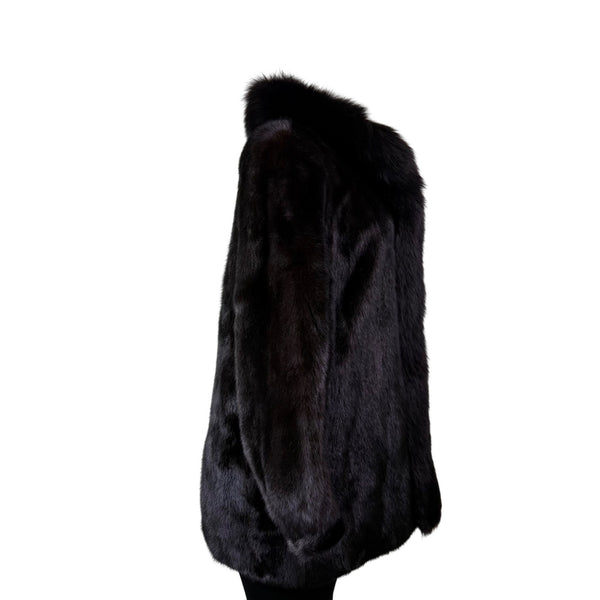 Rosendorf/Evans Womens Black Genuine Mink Fur Coat Luxurious Vintage Sz M