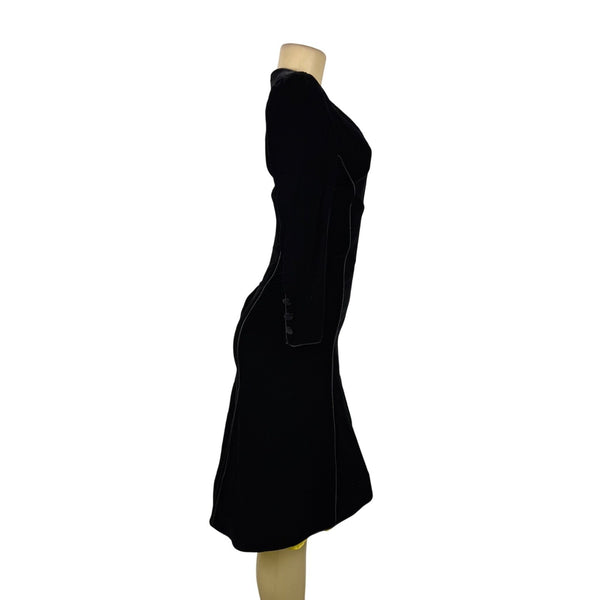 Valentino Womens Black Velvet Long Sleeve Fitted Dress  Italy Formal Size 10