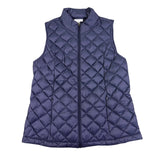 J.Jill Womens Navy Down Quilted Puffer Vest Petite Lightweight Collar Sz XS