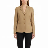 Talbots Womens Beige Wool Blend Grace Fit Blazer Jacket Button-Front Size 8