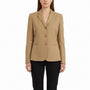 Talbots Womens Beige Wool Blend Grace Fit Blazer Jacket Button-Front Size 8