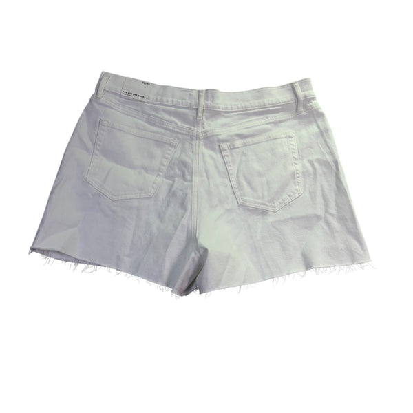 Loft Womens White Cotton Blend Frayed Hem Denim Shorts Casual Summer Size 32/14